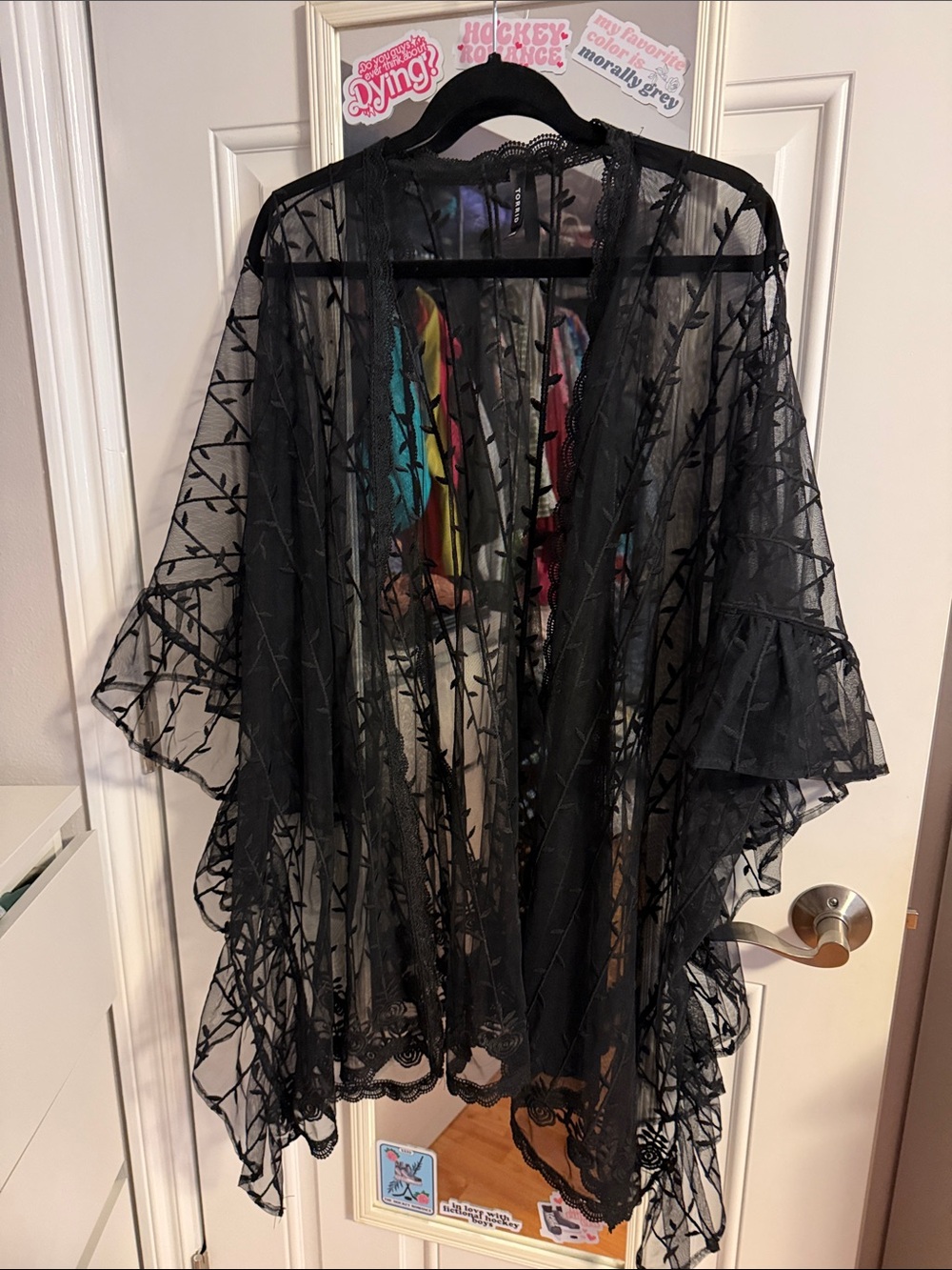 Black Sheer Lace Kimono Jacket - Torrid One Size